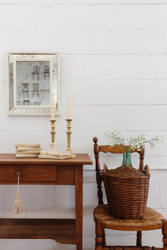 antique french large wicker wrapped demijohn