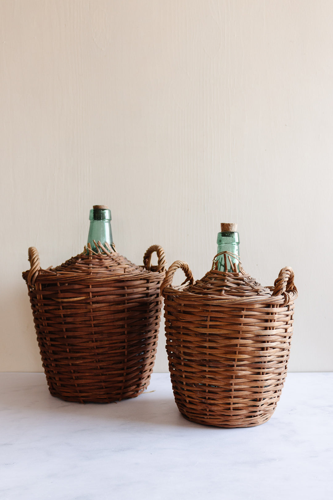 antique french large wicker wrapped demijohn
