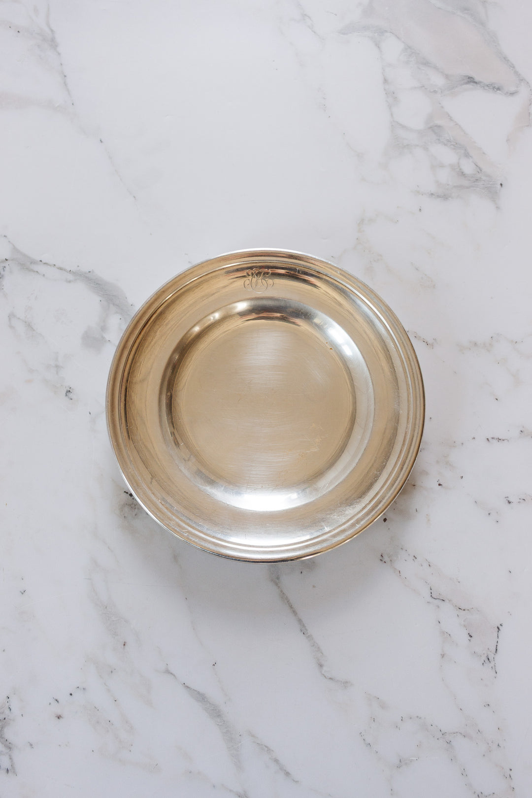 pair of antique french hotel silver monogrammed serving plates