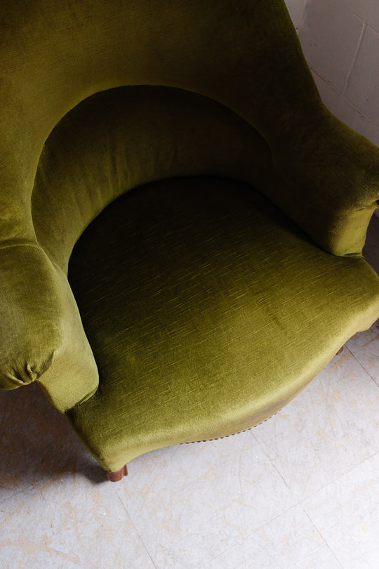 antique french green crapaud chair
