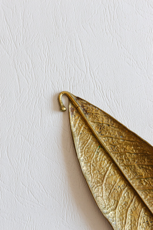 vintage french cast brass leaf