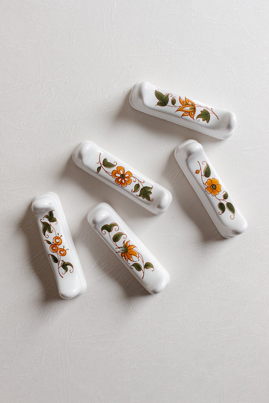 vintage french moustiers hand painted knife rests