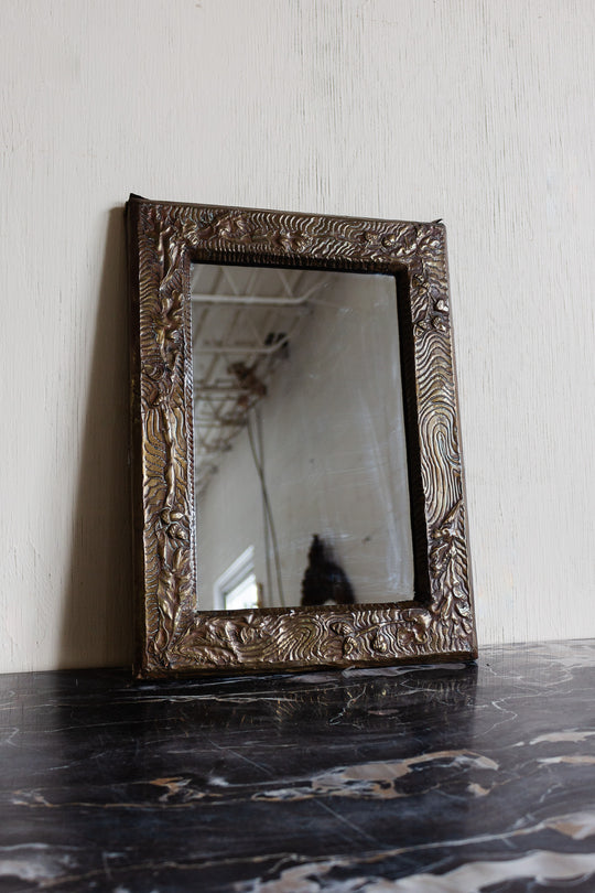 antique french metalwork repousse mirror