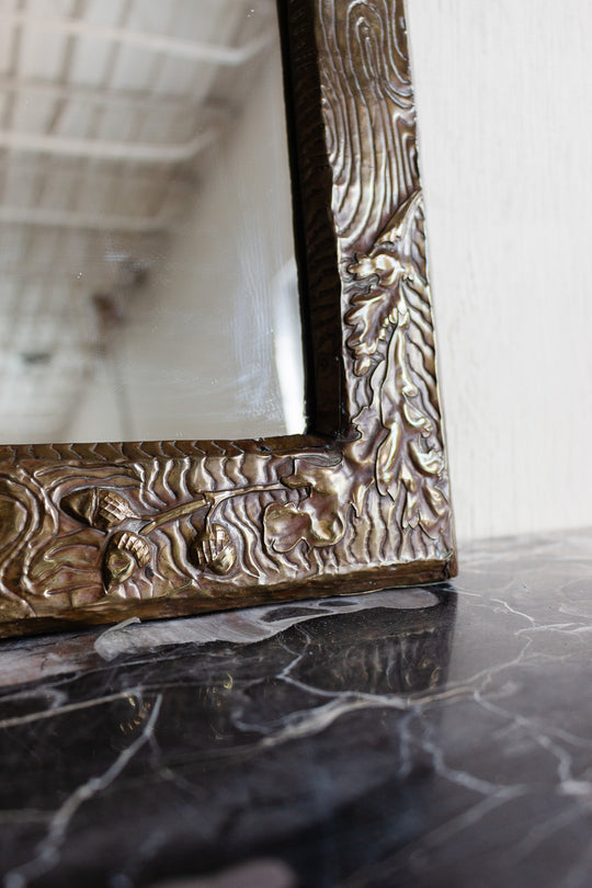 antique french metalwork repousse mirror