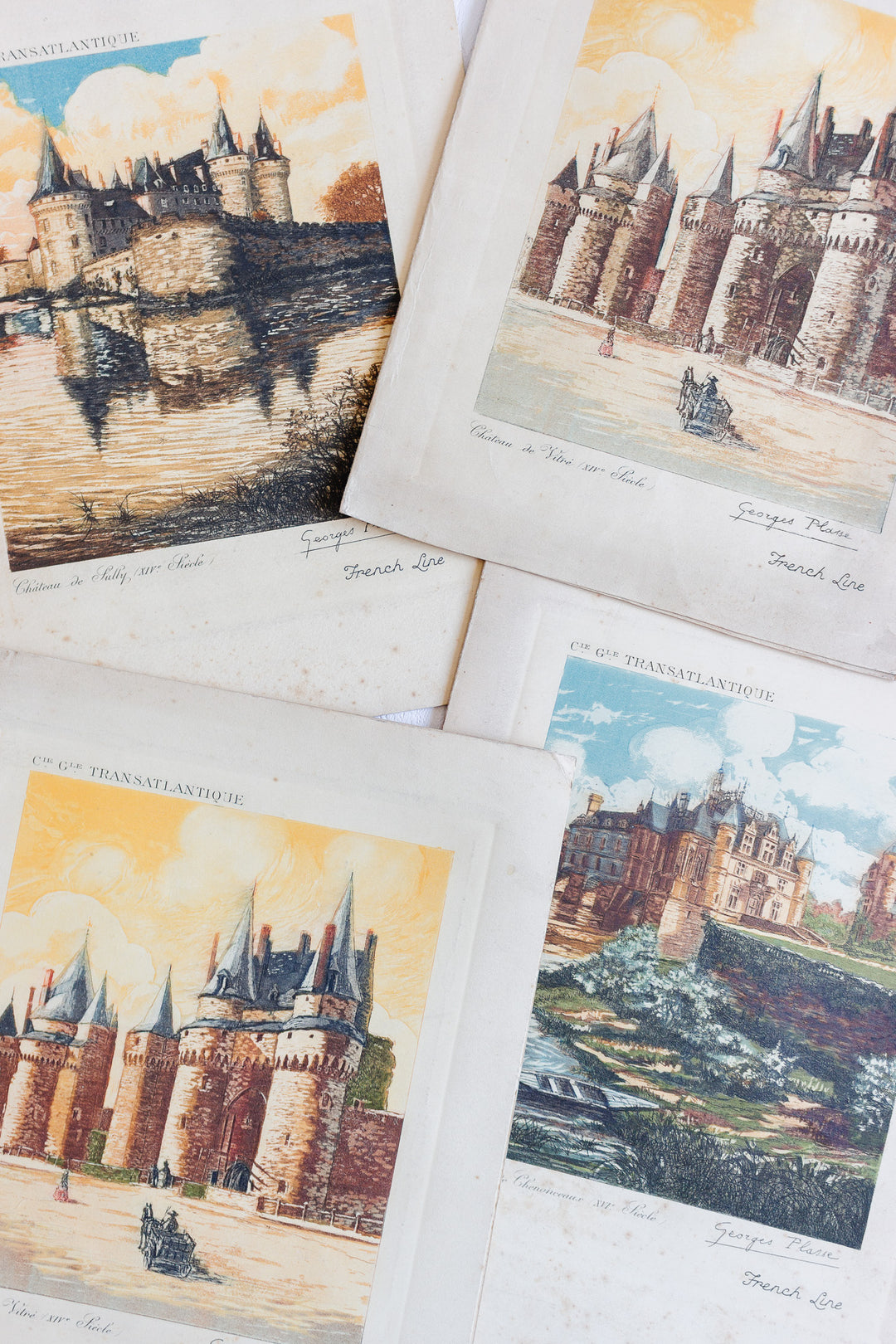 1930s french line menus, set of 4