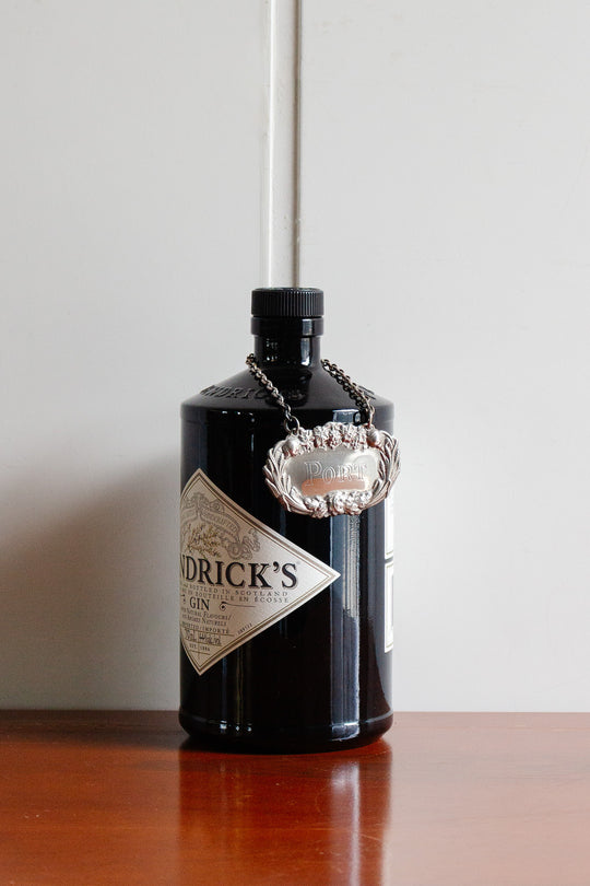 vintage English liquor decanter tags