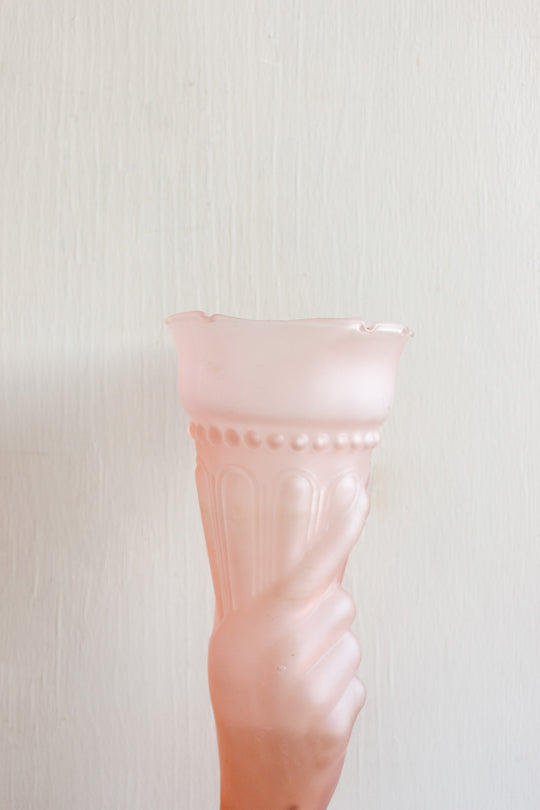 pink art deco "main et torche" glass vase