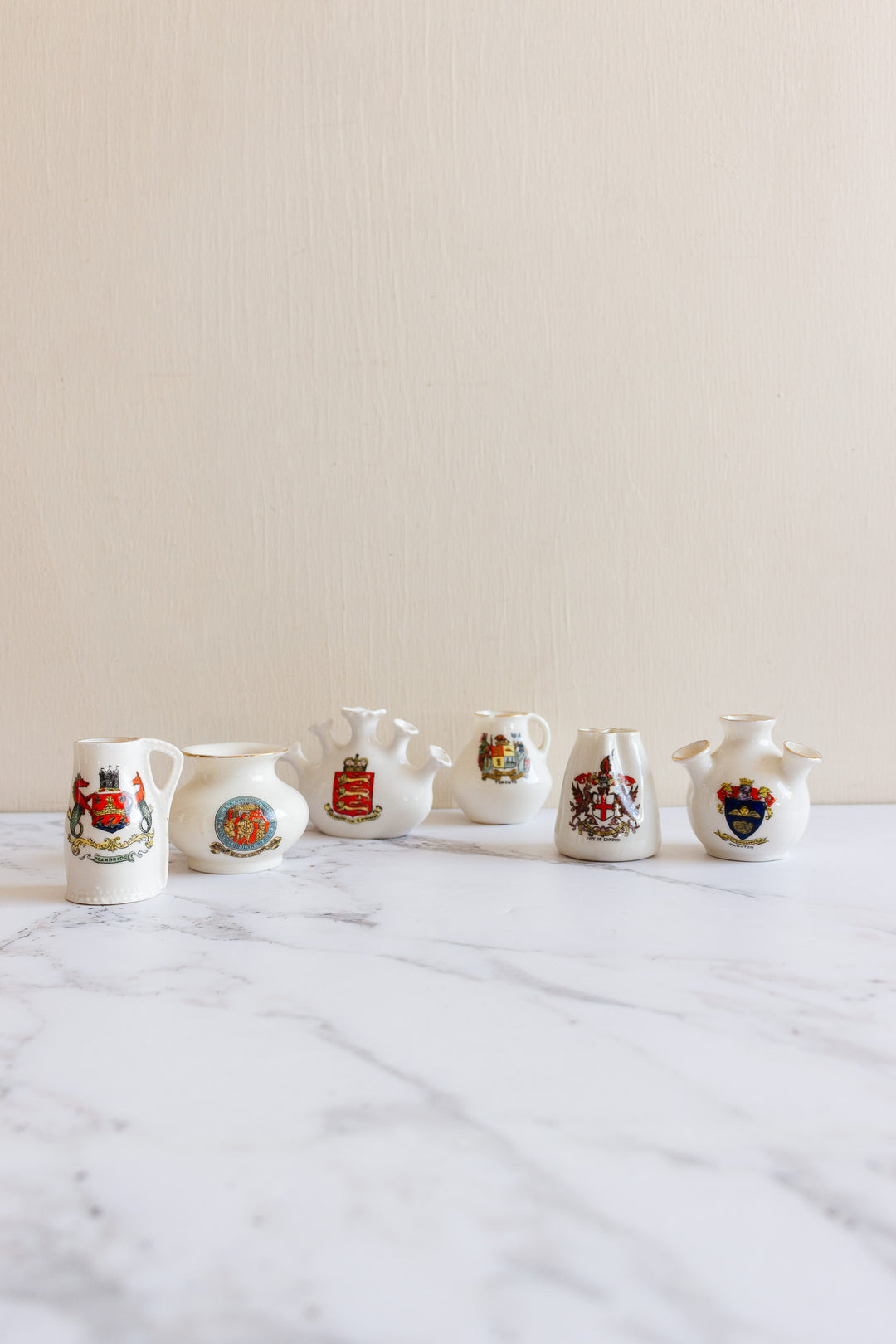 vintage European miniature souvenir porcelain vessels