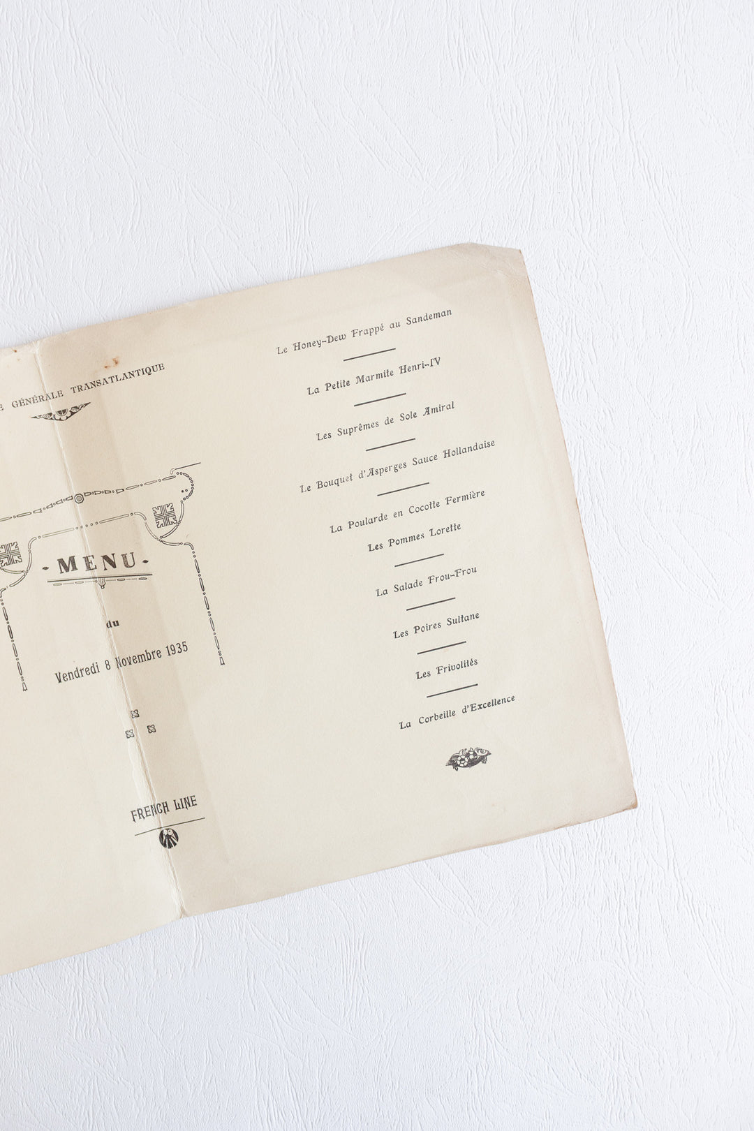 1930s french line menus, set of 4