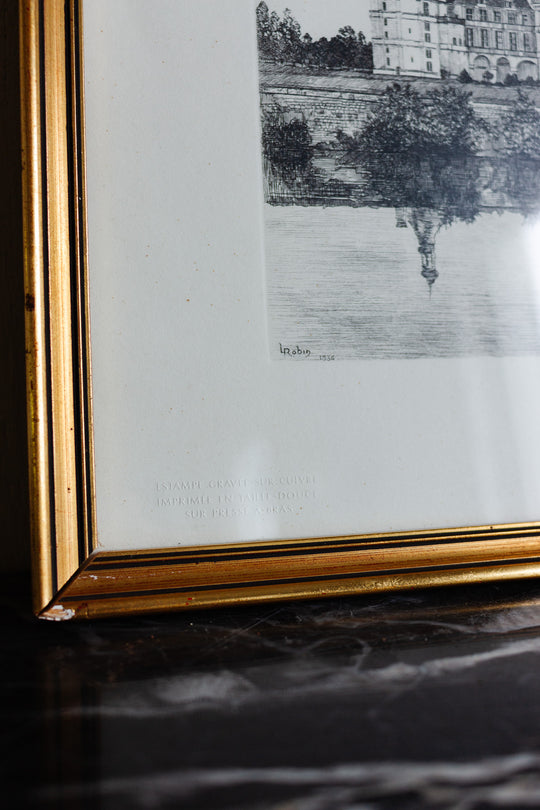 vintage french copperplate engraving in gilt frame
