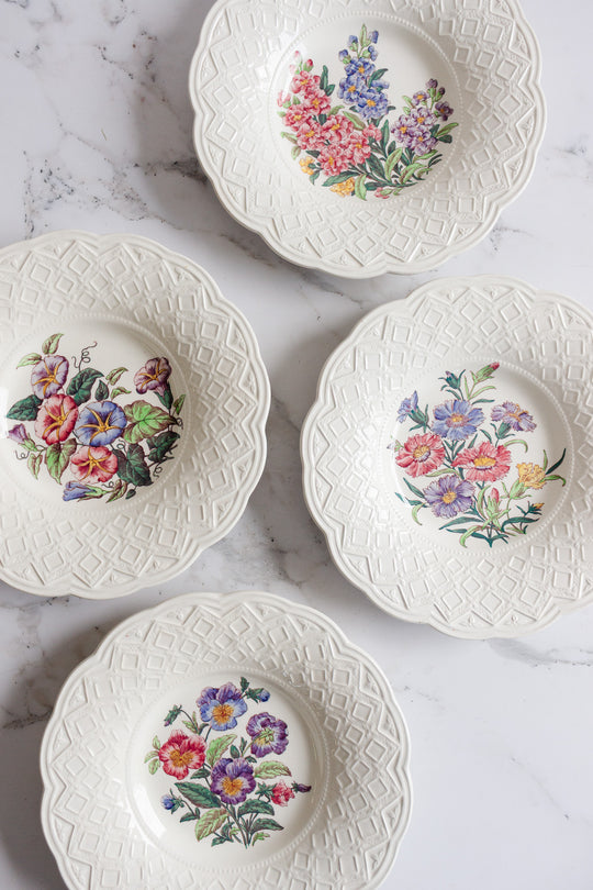 vintage wedgwood barlaston "dianthus" soup bowls, set of 8