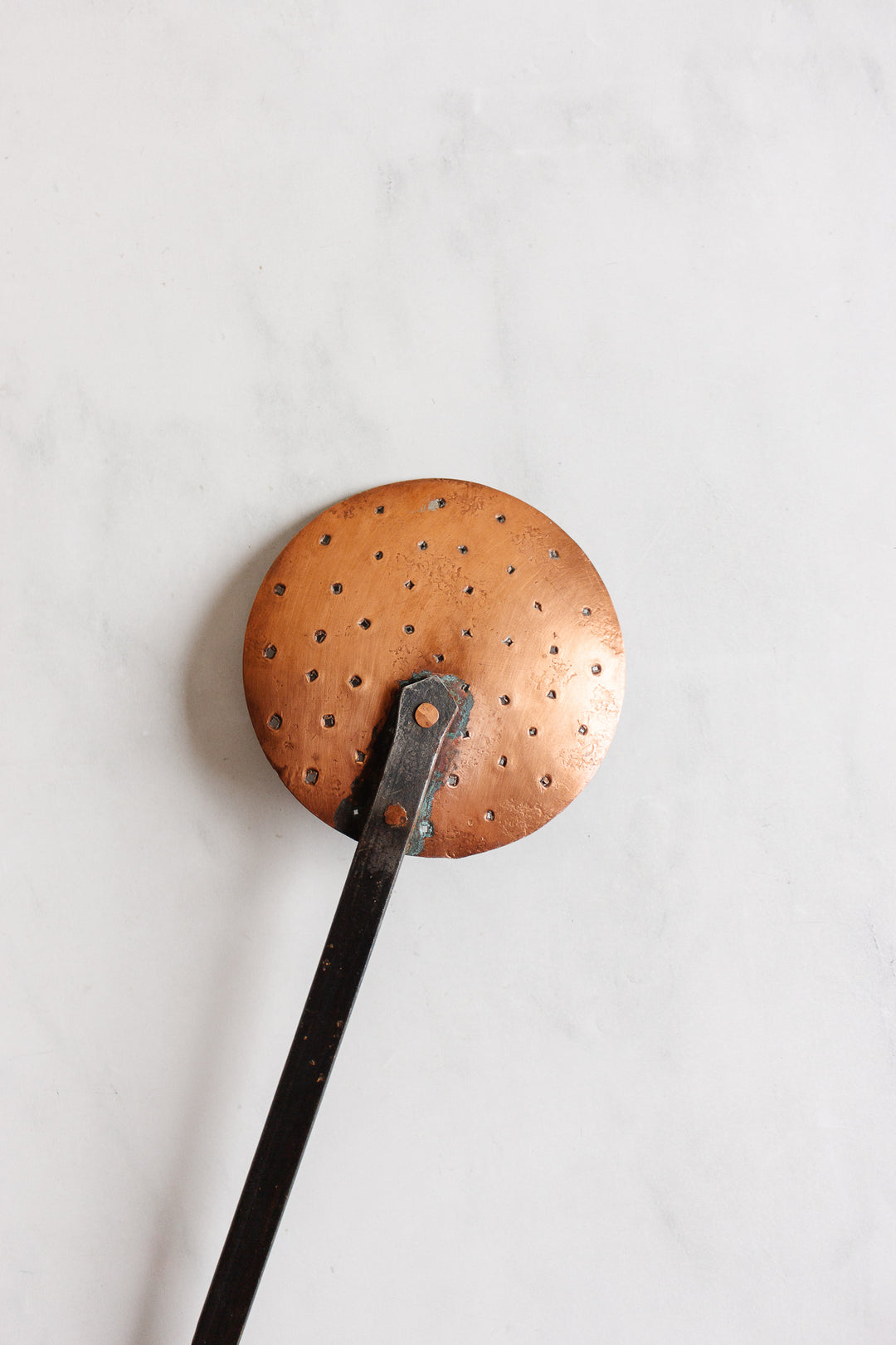 antique French hand forged copper utensils, set of 2