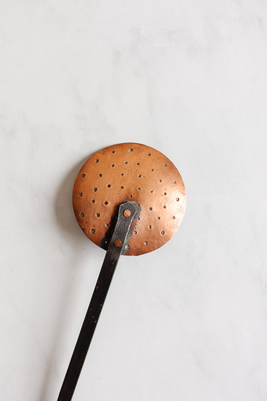 antique French hand forged copper utensils, set of 2