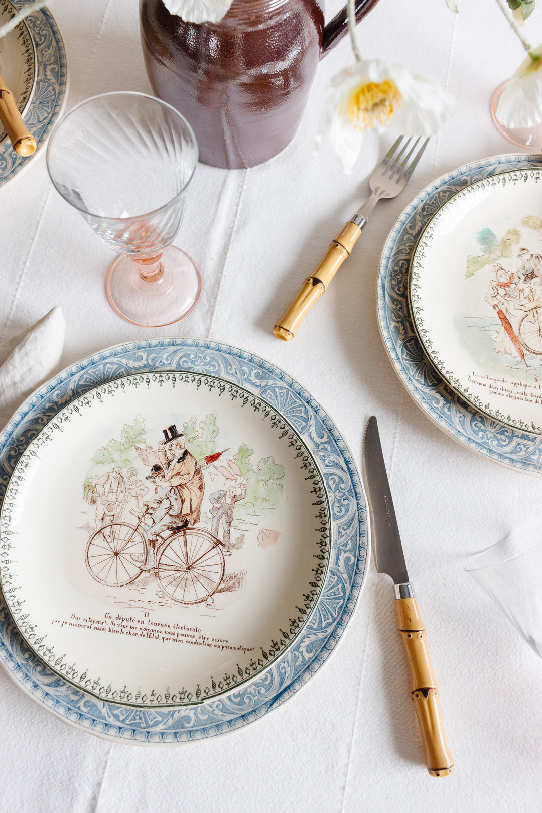 rare antique french choisy le roi hb & cie cycling talking plates