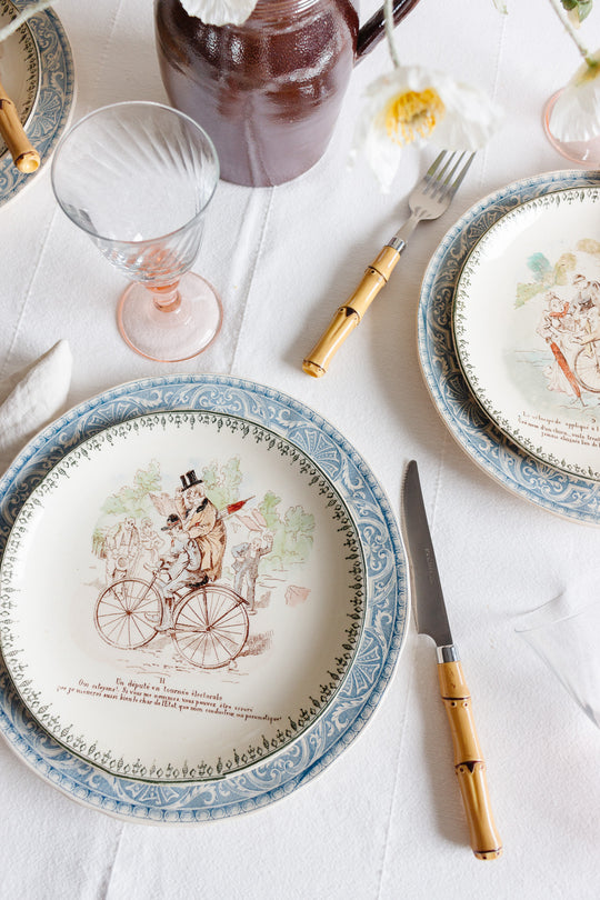 rare antique french choisy le roi hb & cie cycling talking plates