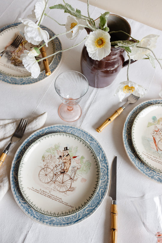 rare antique french choisy le roi hb & cie cycling talking plates