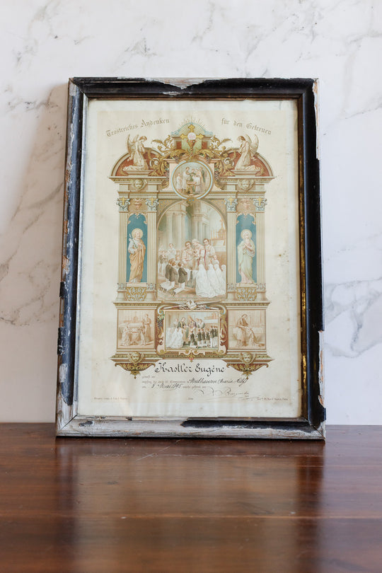 1895 "première communion" chromolithograph certificate