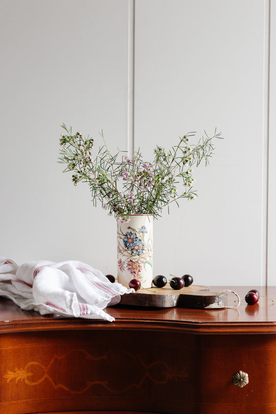 antique french floral polychrome vase