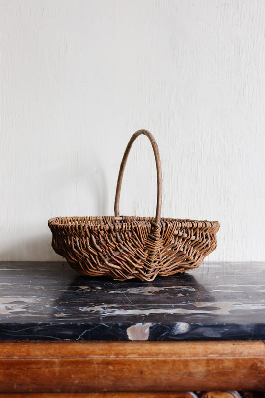 Antique french large woven panier