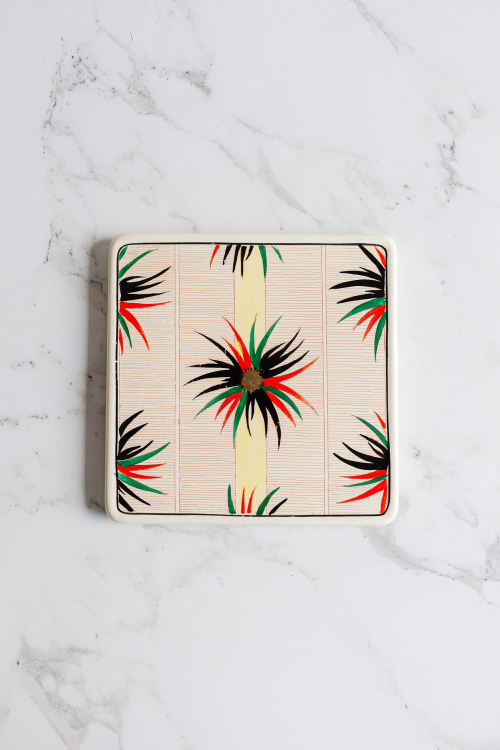 art deco french longwy "aigrette" ceramic pot holder