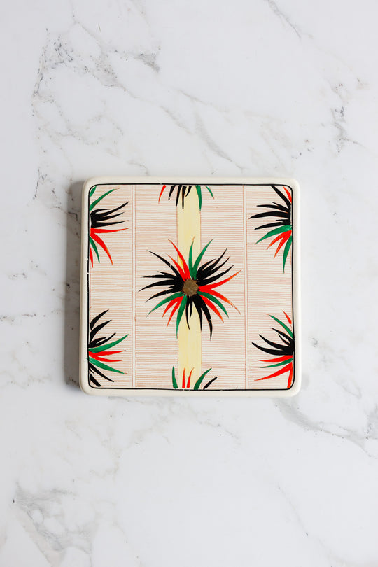 art deco french longwy "aigrette" ceramic pot holder
