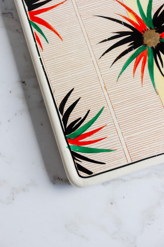 art deco french longwy "aigrette" ceramic pot holder