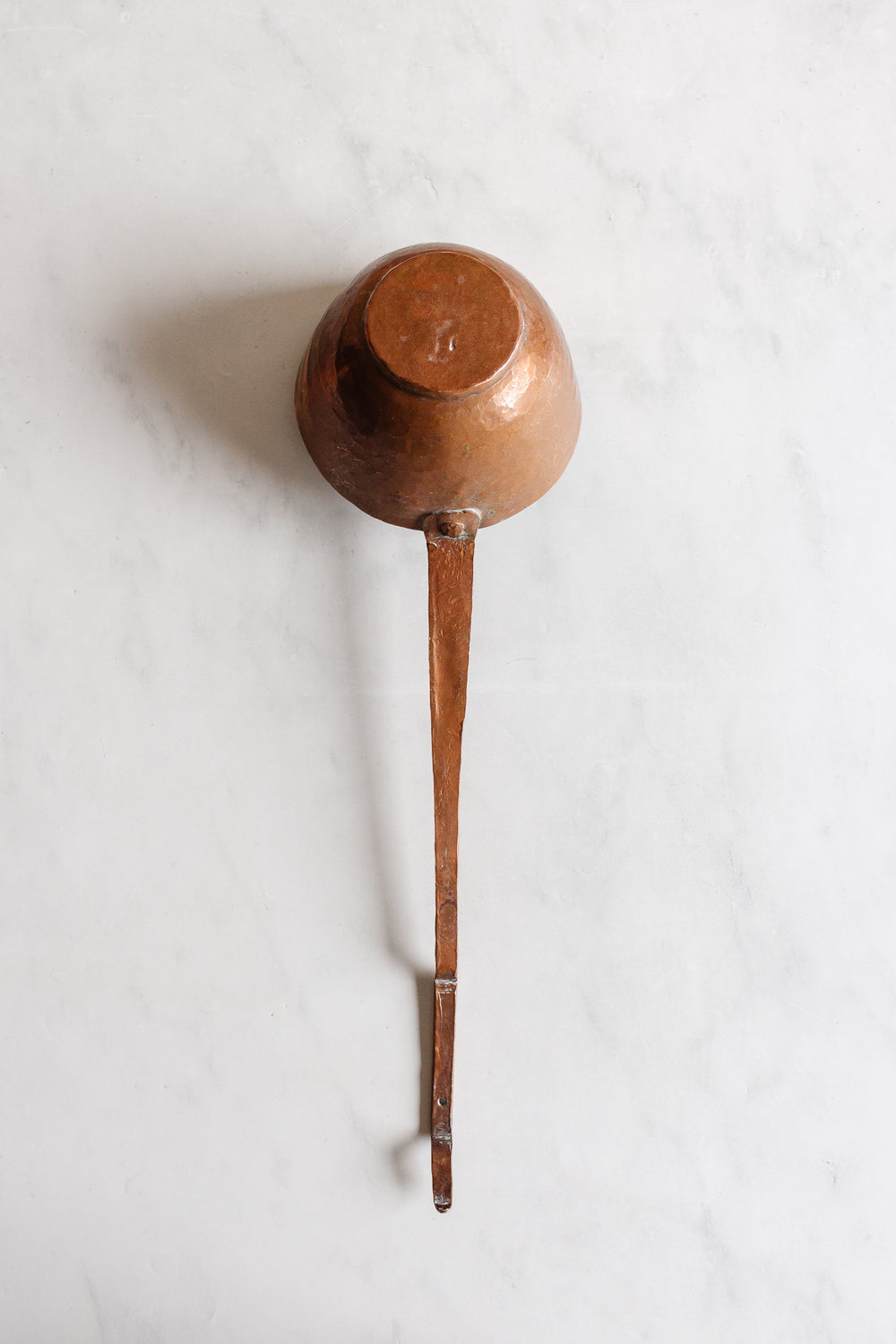 turn of the century extra large French hand forged copper ladle