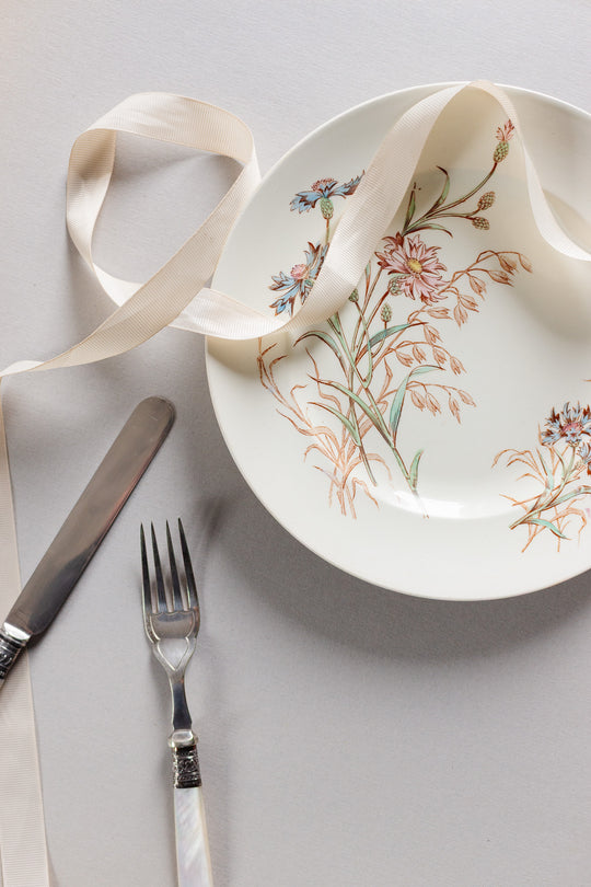 rare antique French Lunéville faïence "bluet" polychrome plate