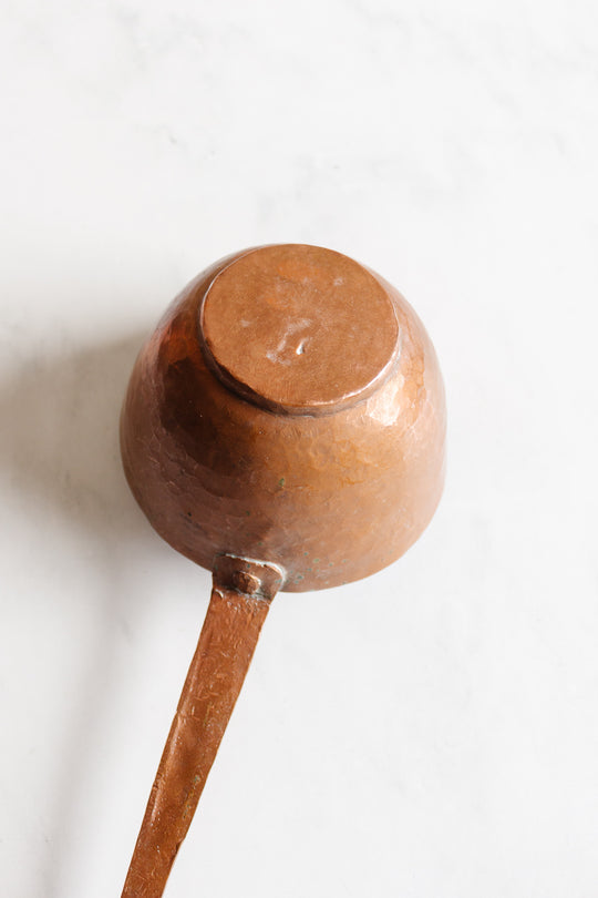 turn of the century extra large French hand forged copper ladle