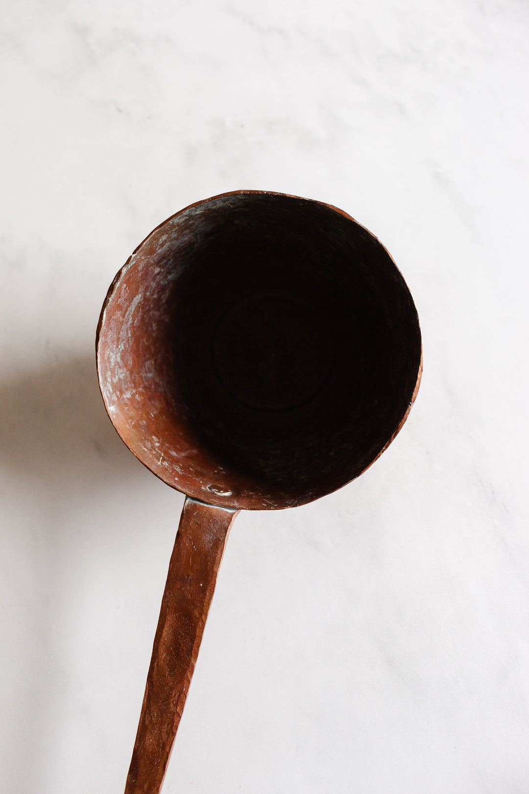 turn of the century extra large French hand forged copper ladle