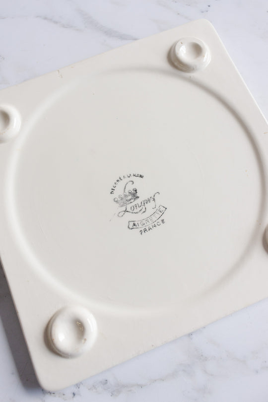art deco french longwy "aigrette" ceramic pot holder