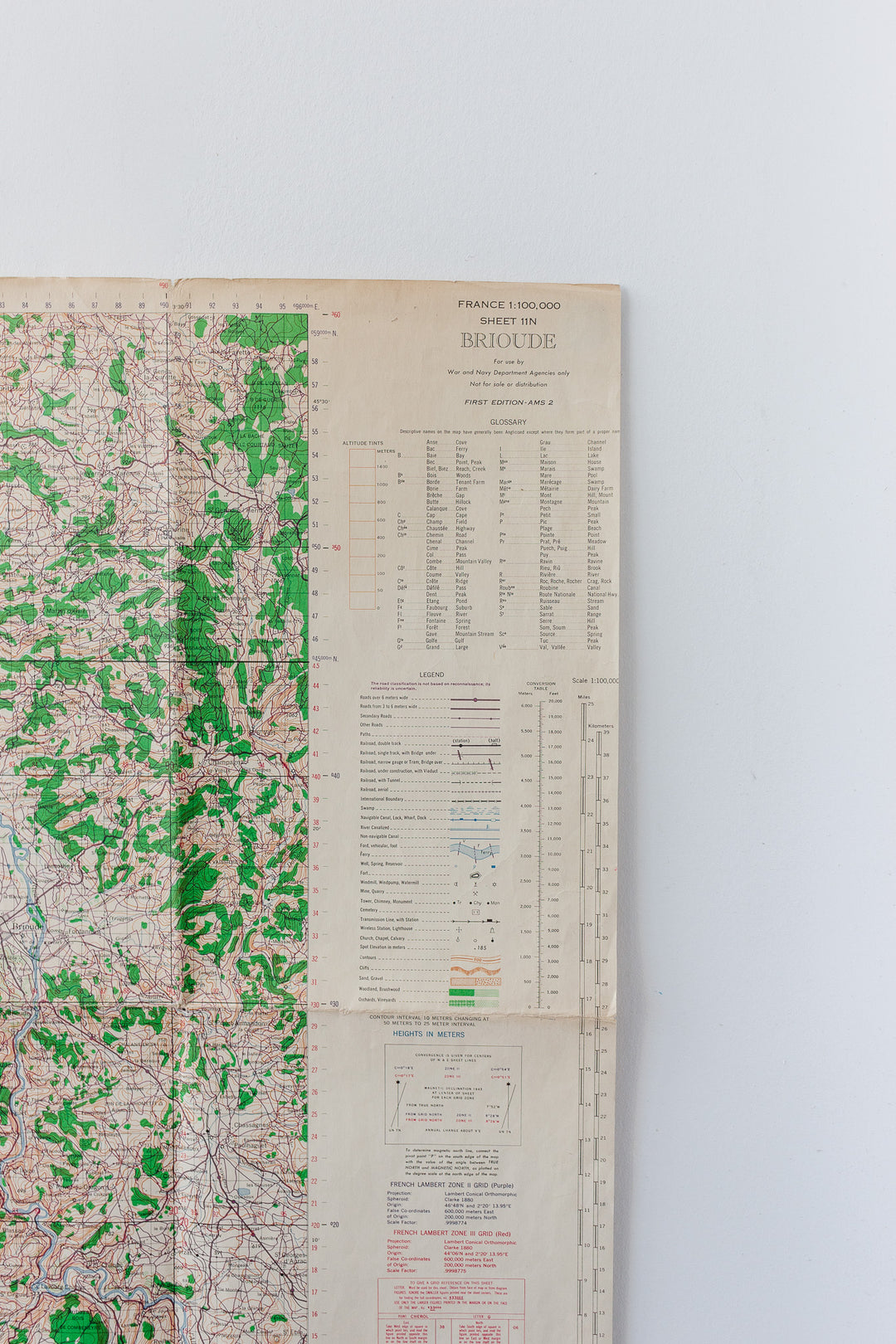 vintage french map of brioude