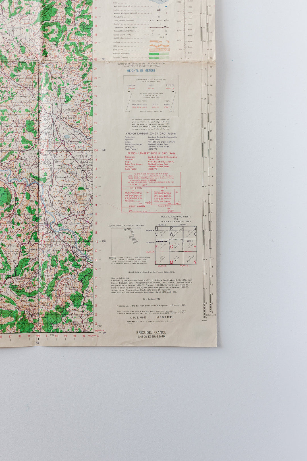 vintage french map of brioude