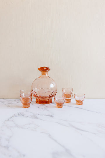 1950s french pink "rosaline" decanter set