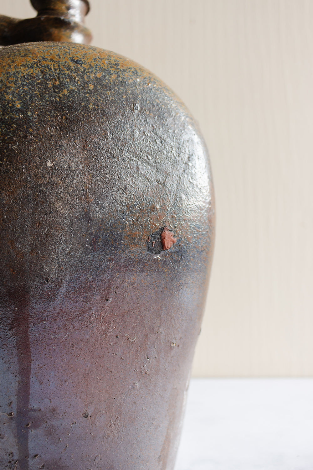 antique French stoneware oil vessel