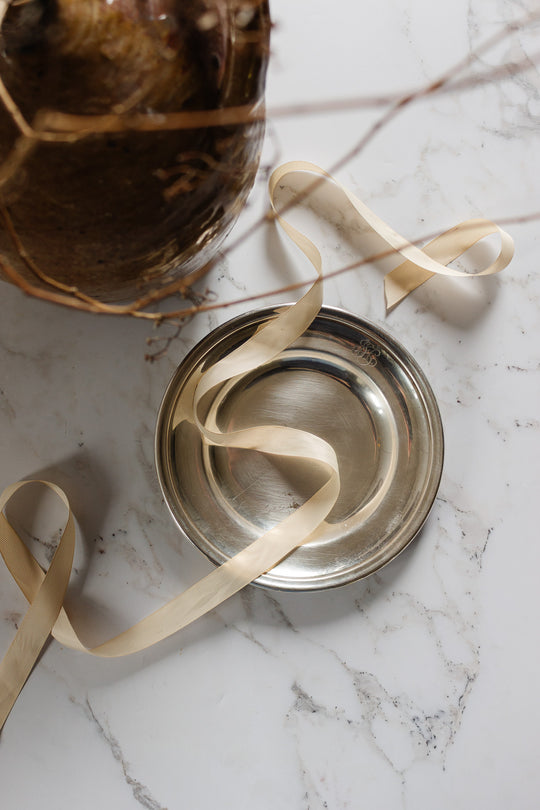 pair of antique french hotel silver monogrammed serving plates