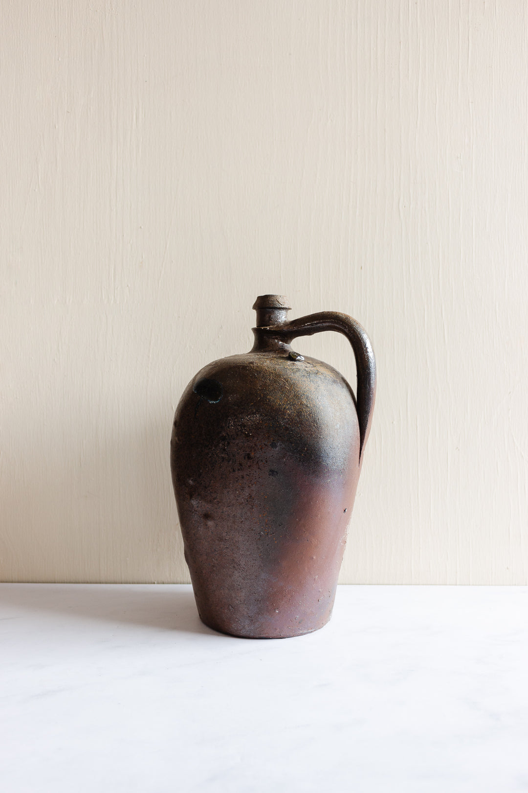 antique French stoneware oil vessel