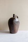 antique French stoneware oil vessel