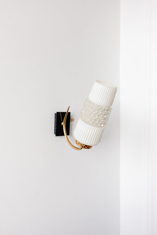 pair of 1960s french molded glass wall mounted sconces