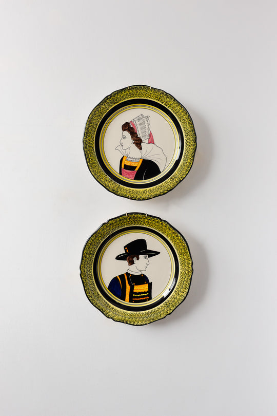 Early 20th century french quimper portrait plates