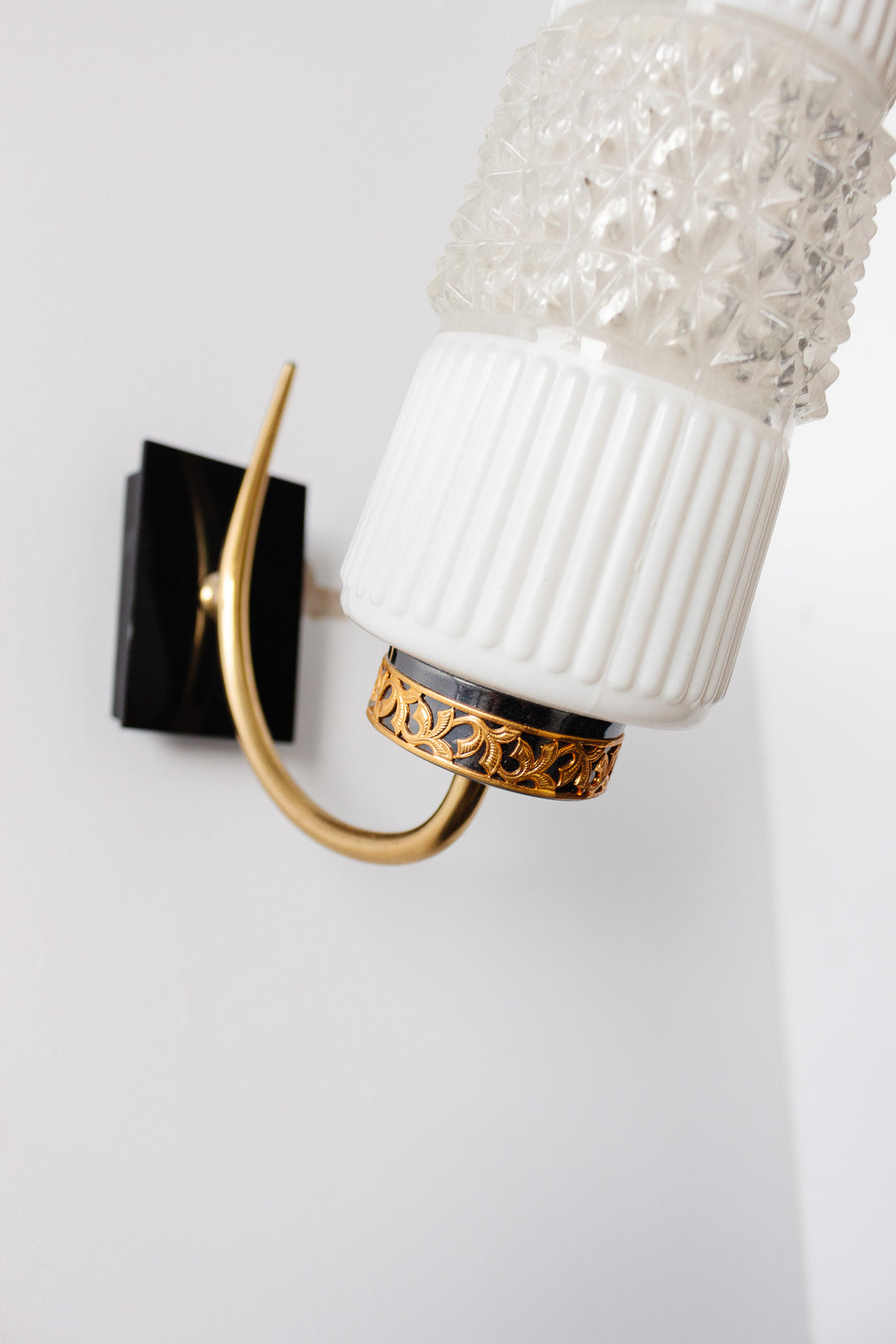 pair of 1960s french molded glass wall mounted sconces