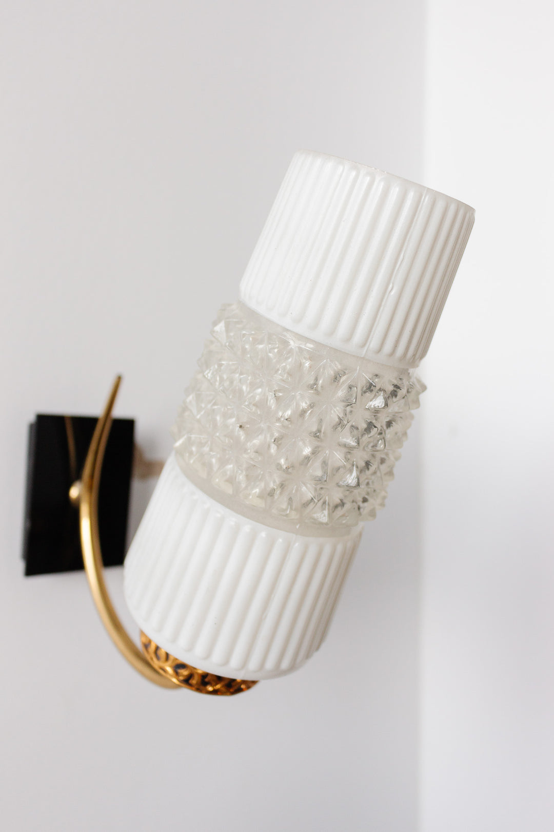 pair of 1960s french molded glass wall mounted sconces