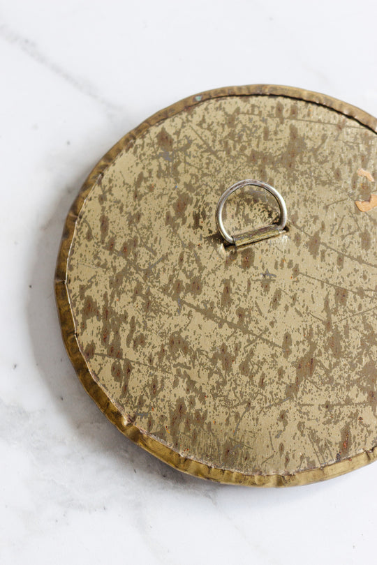 antique french petite brass circular mirror