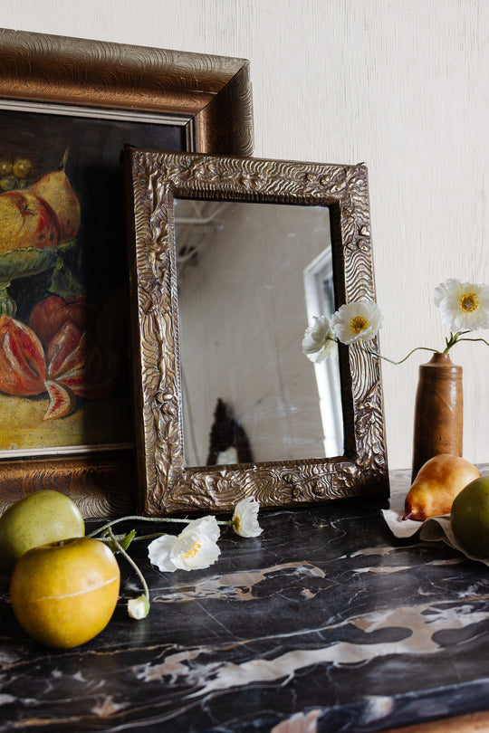 antique french metalwork repousse mirror