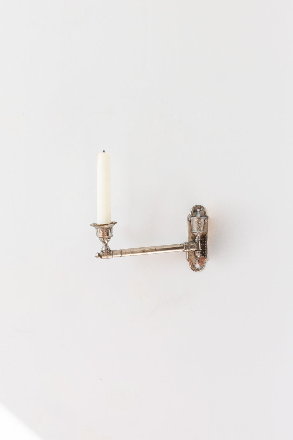 turn of the century French SG Paris silver gilt extendible piano sconce with match holder