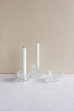 vintage French glass candle holders, set of two