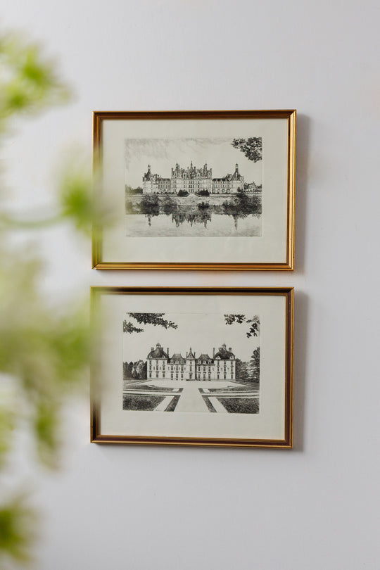 vintage french copperplate engraving in gilt frame