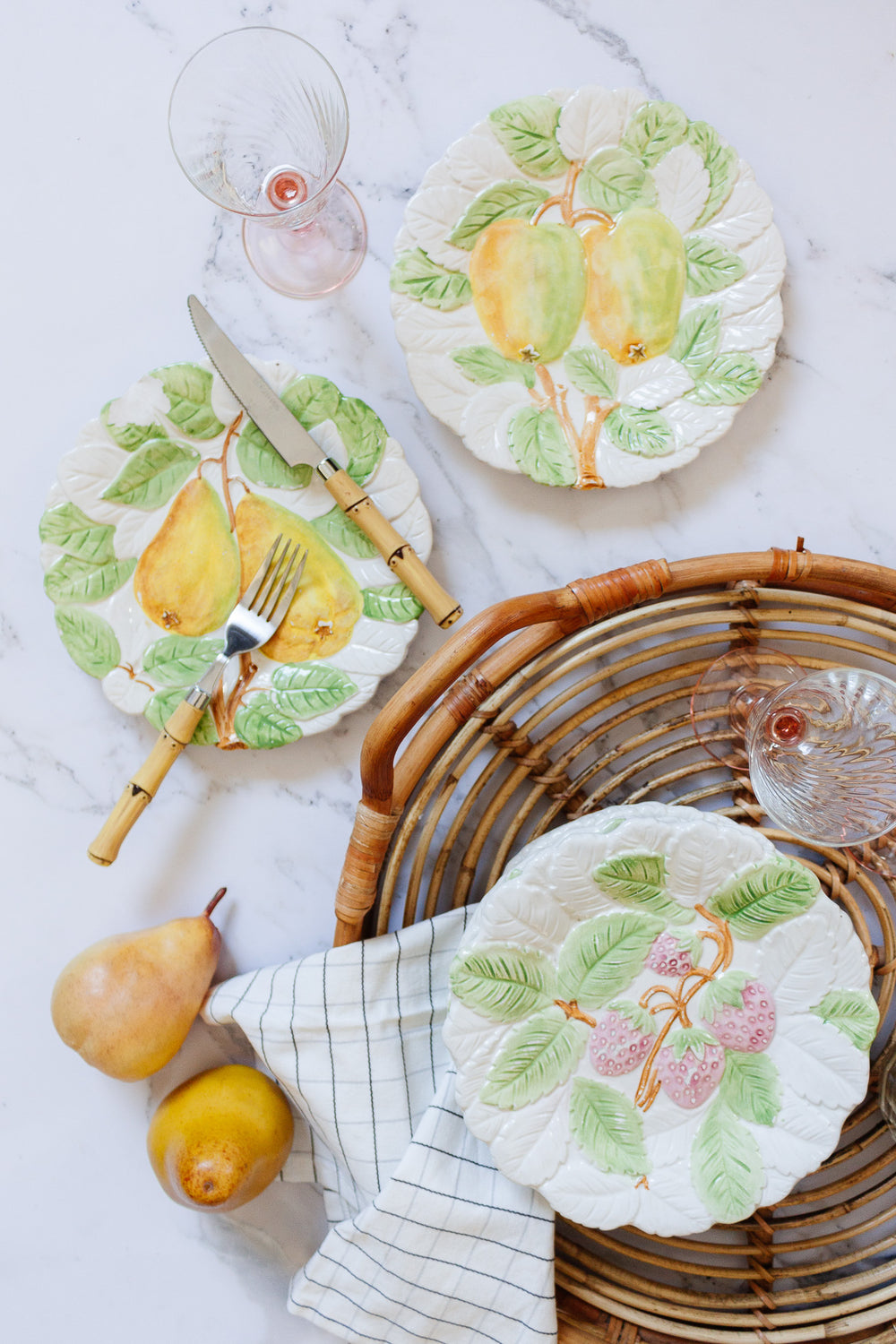 vintage Italian majolica “fruit du jour” plates