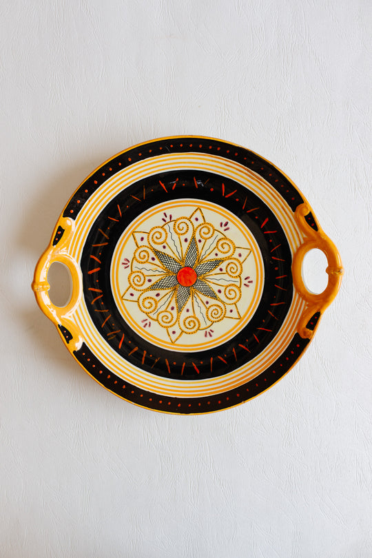 1950s french quimper hand painted cake plate