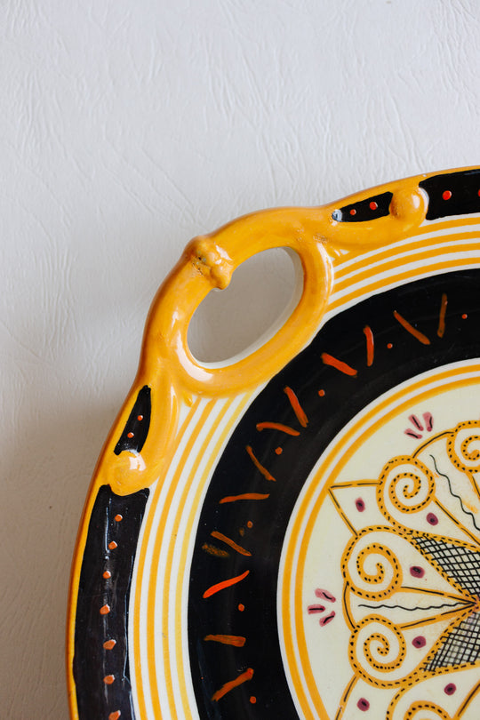1950s french quimper hand painted cake plate